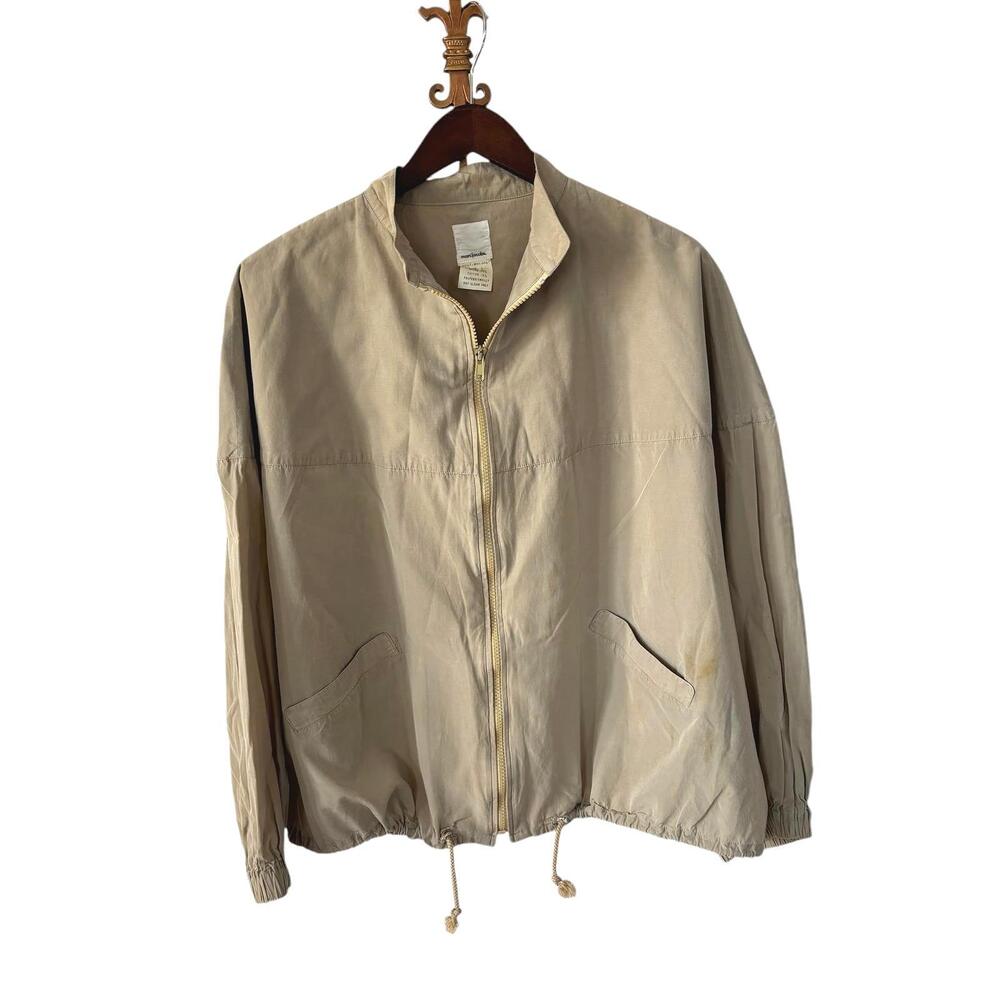 Marc Jacobs Beige Light Full Zip Hooded Bomber Jacket Sz L